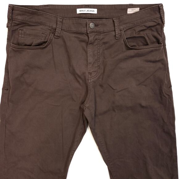 Mavi Jeans Matt Relaxed Straight Leg Pants Mens 38x32 Brown Slacks Stretch - Picture 2 of 9